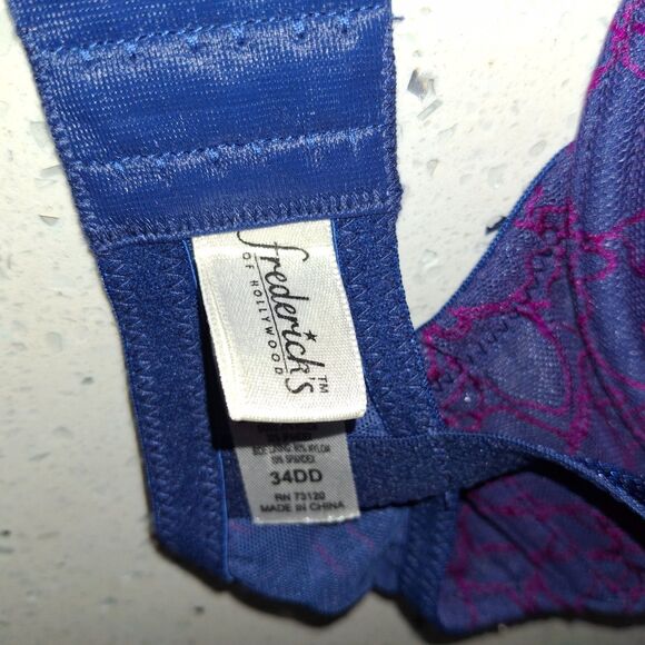 Fredericks of Hollywood Bra 34DD Midnight/Orchid Purple Lace Underwire Push Up - Picture 6 of 9